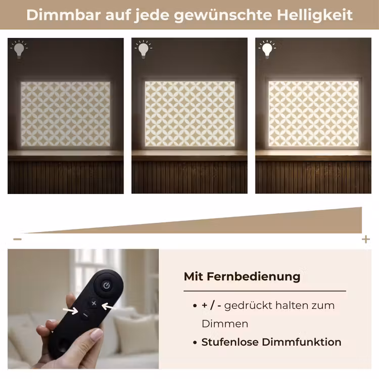 Symmetrisch - Motief - Beige Light Box met batterij (Wandlamp) middel 907 -USP_dimbaarDE