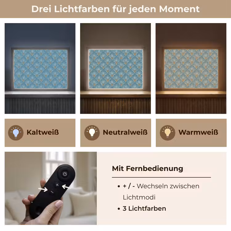 Symmetrisch - Patroon - Blauw Light Box met batterij (Wandlamp) middel 907 -USP_lichtkleurDE
