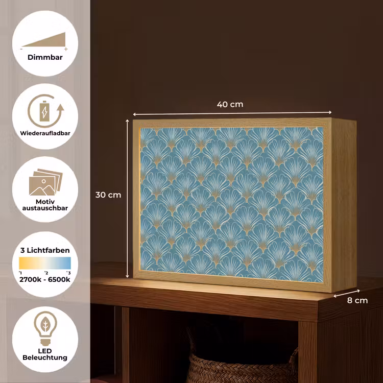 Symmetrisch - Patroon - Blauw Light Box met batterij (Wandlamp) middel 907 -USP_websiteoverzichtDE