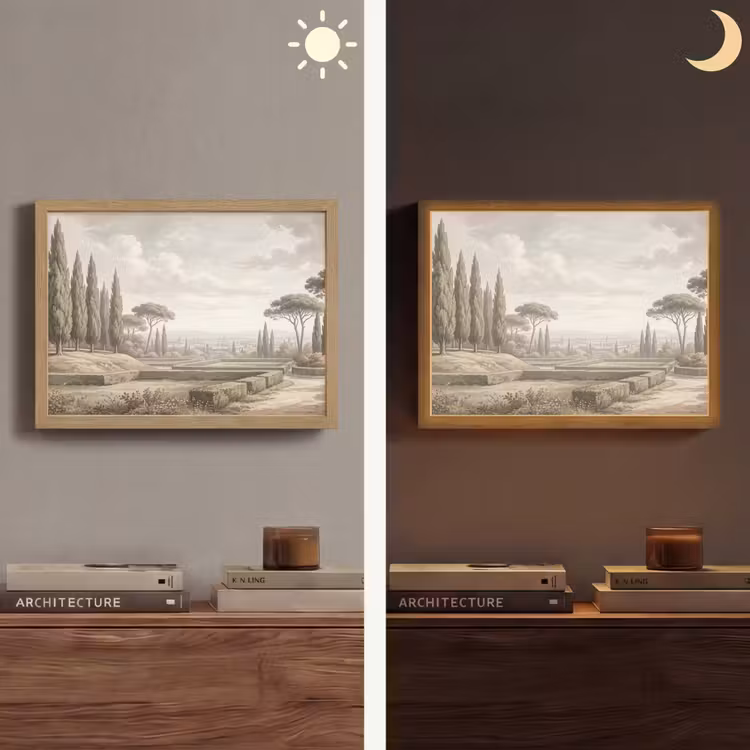 Vallei - Tuin - Natuur - Groen Light Box met batterij (Wandlamp) middel -sfeer3