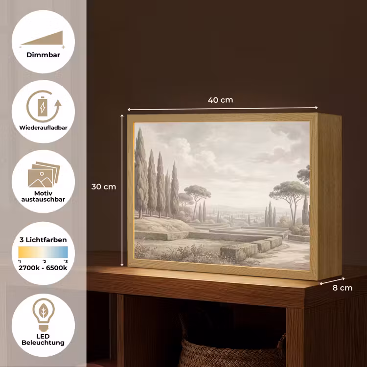 Vallei - Tuin - Natuur - Groen Light Box met batterij (Wandlamp) middel -USP_websiteoverzichtDE