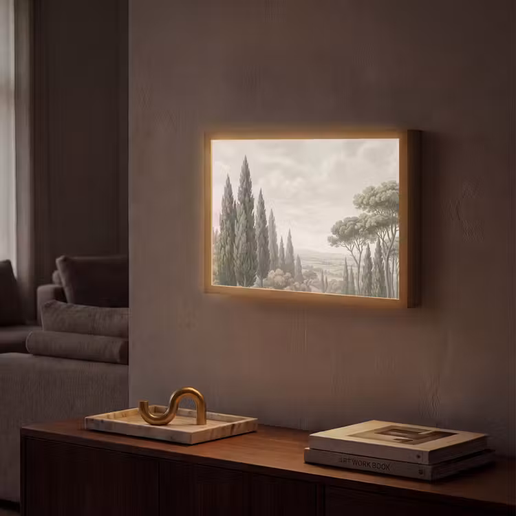 Vallei - Bos - Natuur - Groen Light Box met batterij (Wandlamp) middel -sfeer1