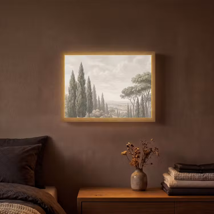 Vallei - Bos - Natuur - Groen Light Box met batterij (Wandlamp) middel -sfeer4