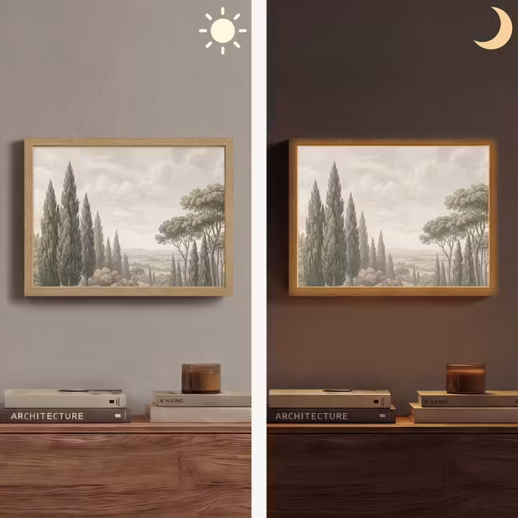 Vallei - Bos - Natuur - Groen Light Box met batterij (Wandlamp) middel -sfeer3