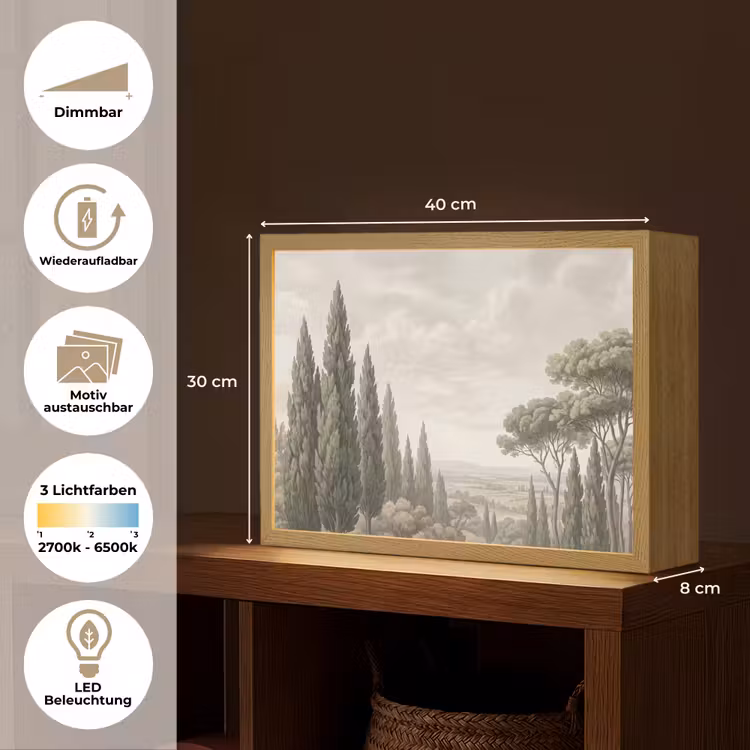 Vallei - Bos - Natuur - Groen Light Box met batterij (Wandlamp) middel -USP_websiteoverzichtDE