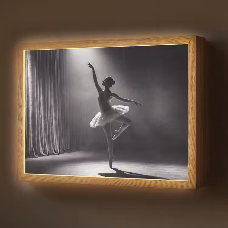 Danser - Podium - Zwart-wit - Kunst - Klassiek Light Box met batterij (Wandlamp) middel -z3d_website