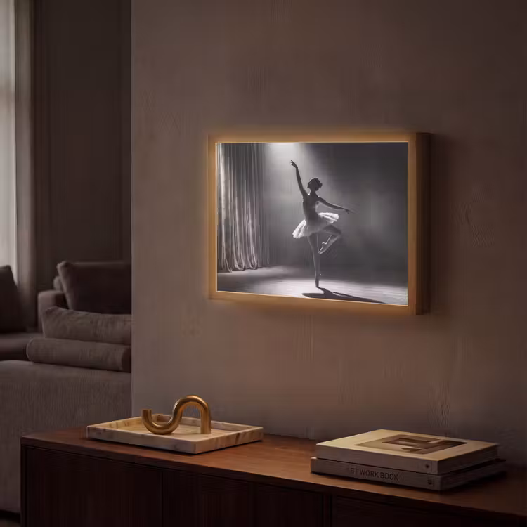 Danser - Podium - Zwart-wit - Kunst - Klassiek Light Box met batterij (Wandlamp) middel -sfeer1