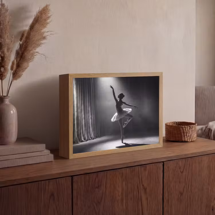 Danser - Podium - Zwart-wit - Kunst - Klassiek Light Box met batterij (Wandlamp) middel -sfeer2