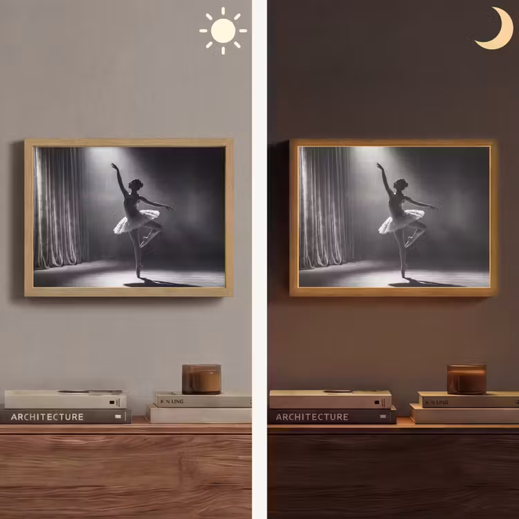 Danser - Podium - Zwart-wit - Kunst - Klassiek Light Box met batterij (Wandlamp) middel -sfeer3