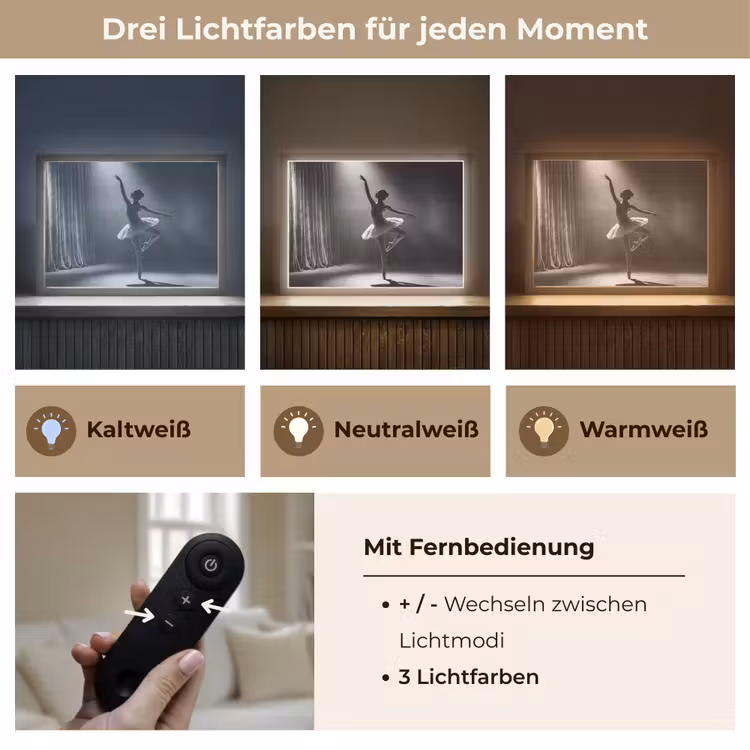 Danser - Podium - Zwart-wit - Kunst - Klassiek Light Box met batterij (Wandlamp) middel -USP_lichtkleurDE