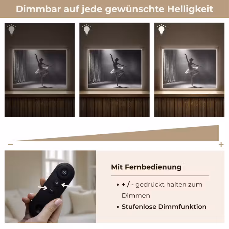 Danser - Podium - Zwart-wit - Kunst - Klassiek Light Box met batterij (Wandlamp) middel -USP_dimbaarDE