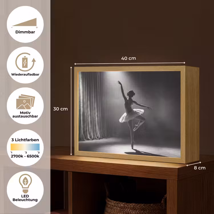 Danser - Podium - Zwart-wit - Kunst - Klassiek Light Box met batterij (Wandlamp) middel -USP_websiteoverzichtDE