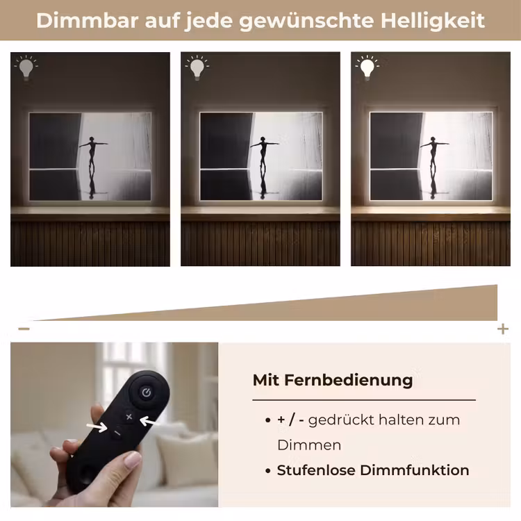 Danser - Silhouette - Kunst - Modern - Zwart-wit Light Box met batterij (Wandlamp) middel -USP_dimbaarDE
