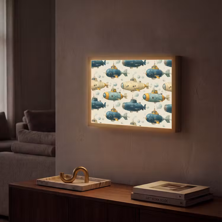 Duikboot - Fantasie - Kleurrijk Light Box met batterij (Wandlamp) middel 907 -sfeer1