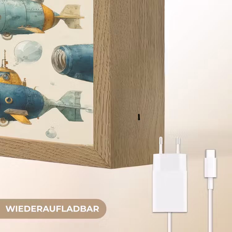 Duikboot - Fantasie - Kleurrijk Light Box met batterij (Wandlamp) middel 907 -USP_websiteoplaadbaarDE
