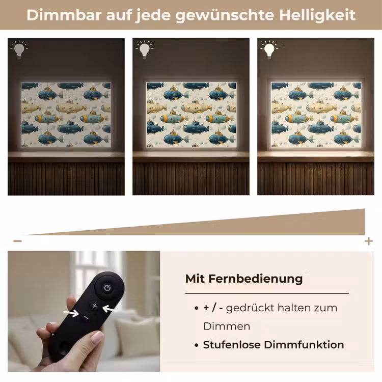 Duikboot - Fantasie - Kleurrijk Light Box met batterij (Wandlamp) middel 907 -USP_dimbaarDE