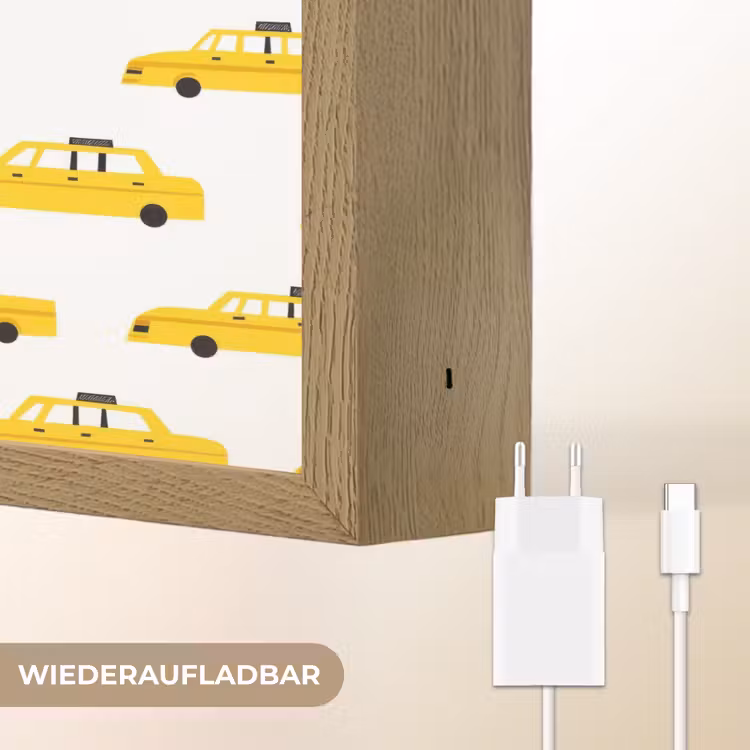 Taxi - Iconisch - Geel Light Box met batterij (Wandlamp) middel 907 -USP_websiteoplaadbaarDE