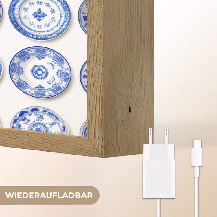 Borden - Bloemen - Patroon - Blauw Light Box met batterij (Wandlamp) middel 907 -USP_websiteoplaadbaarDE