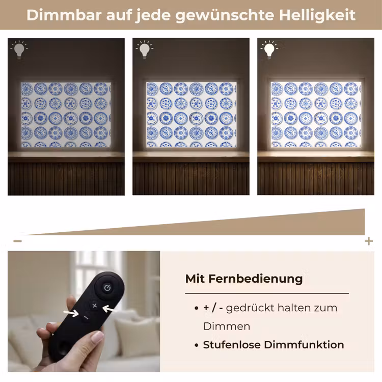 Borden - Bloemen - Patroon - Blauw Light Box met batterij (Wandlamp) middel 907 -USP_dimbaarDE