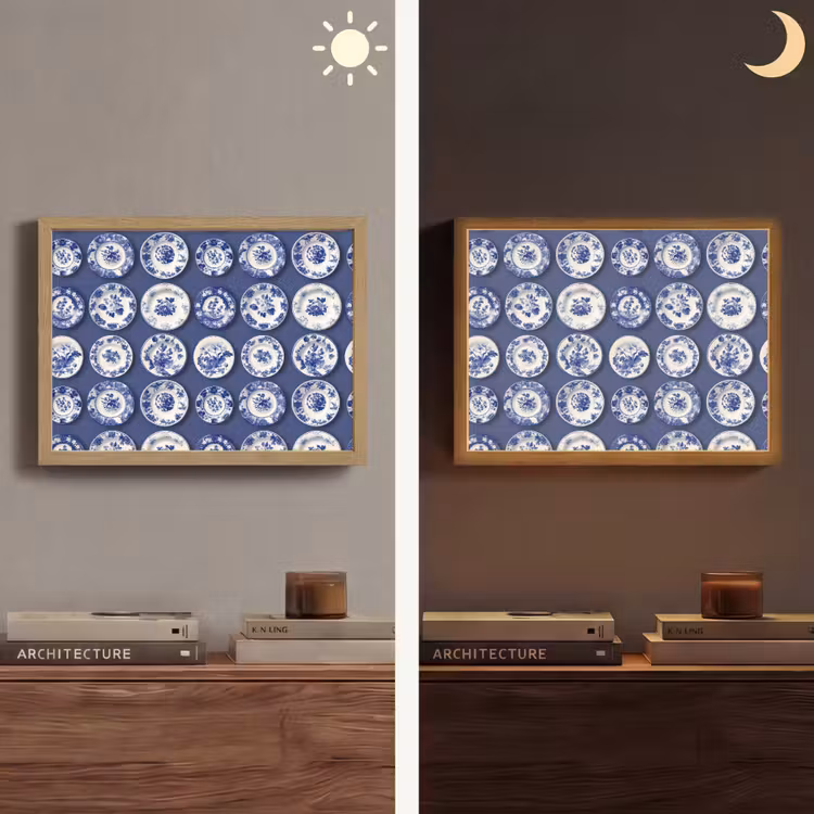 Borden - Floraal - Blauw Light Box met batterij (Wandlamp) middel 907 -sfeer3
