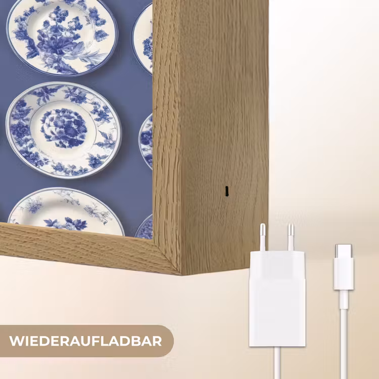 Borden - Floraal - Blauw Light Box met batterij (Wandlamp) middel 907 -USP_websiteoplaadbaarDE