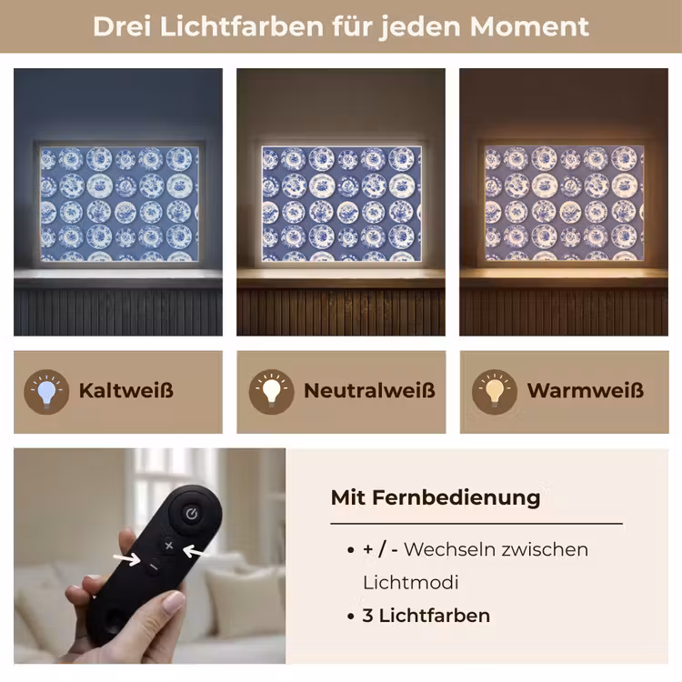 Borden - Floraal - Blauw Light Box met batterij (Wandlamp) middel 907 -USP_lichtkleurDE