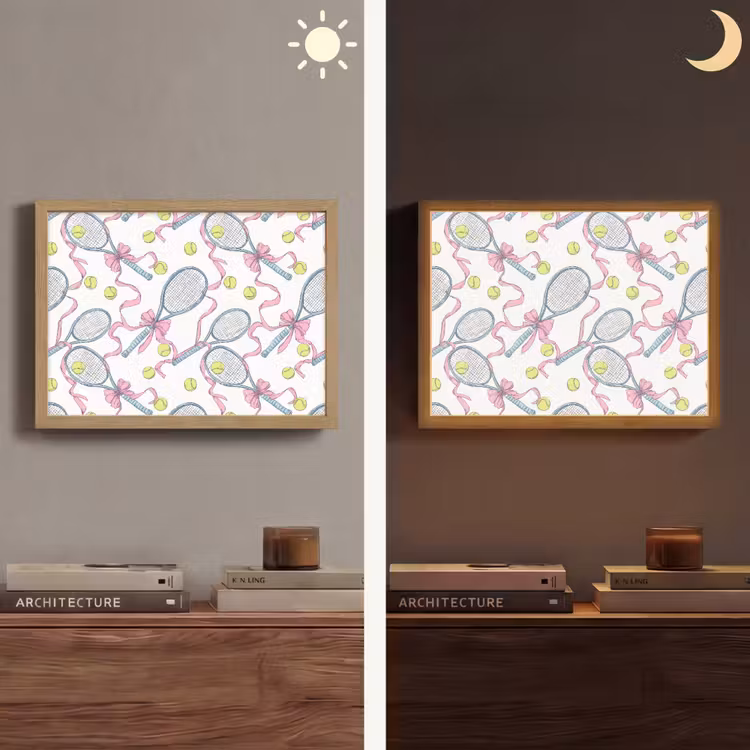 Tennis - Strikken - Kleurrijk Light Box met batterij (Wandlamp) middel 907 -sfeer3
