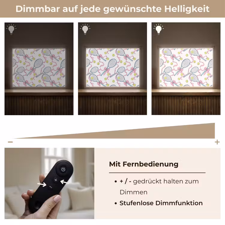 Tennis - Strikken - Kleurrijk Light Box met batterij (Wandlamp) middel 907 -USP_dimbaarDE
