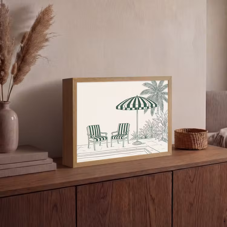 Terras - Illustratie - Groen Light Box met batterij (Wandlamp) middel -sfeer2