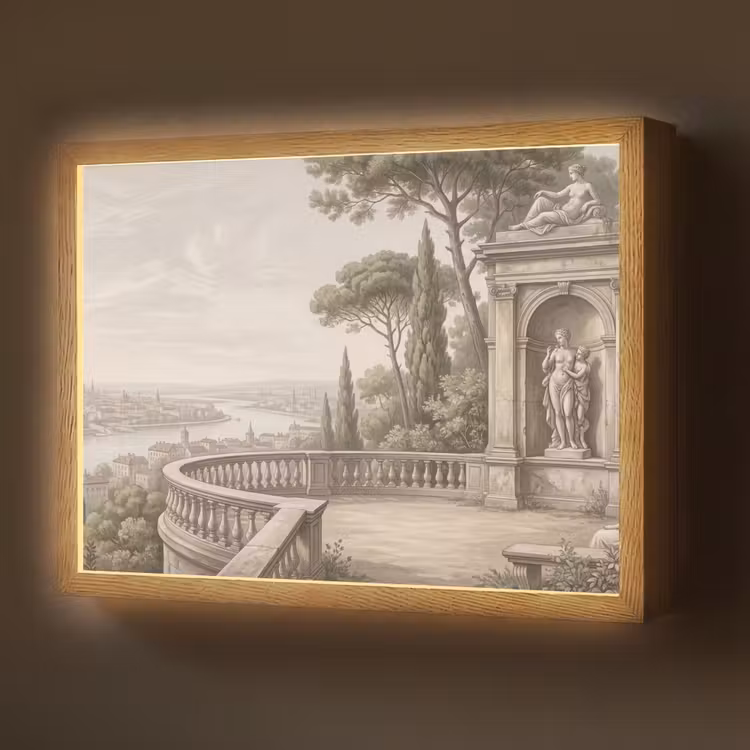 Terras - Stad - Uitzicht - Rivier Light Box met batterij (Wandlamp) middel -z3d_website