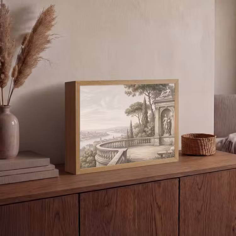 Terras - Stad - Uitzicht - Rivier Light Box met batterij (Wandlamp) middel -sfeer2