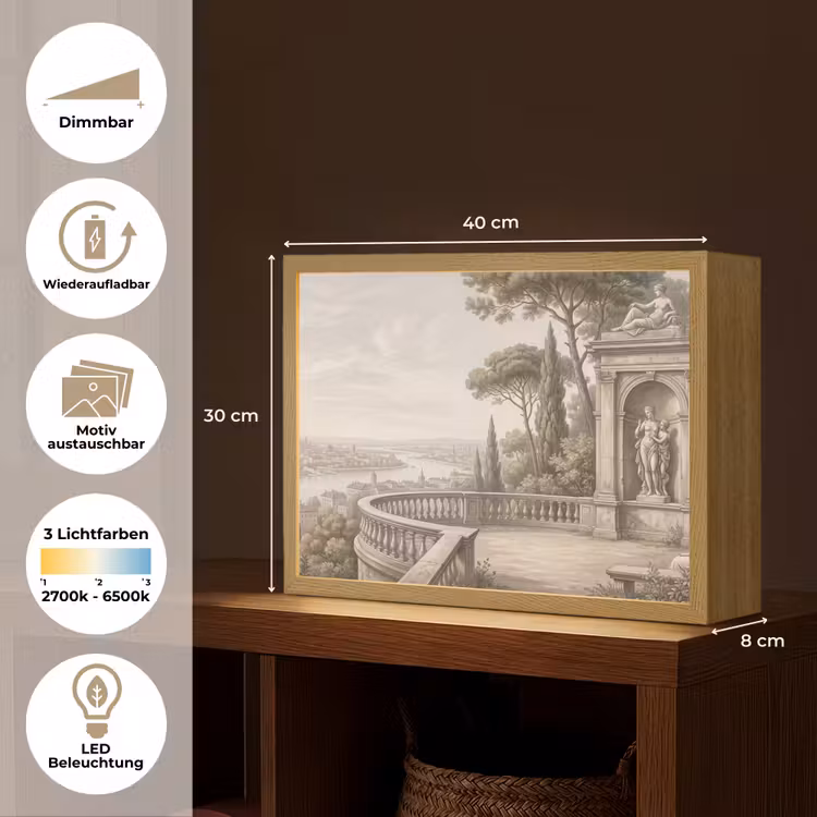 Terras - Stad - Uitzicht - Rivier Light Box met batterij (Wandlamp) middel -USP_websiteoverzichtDE