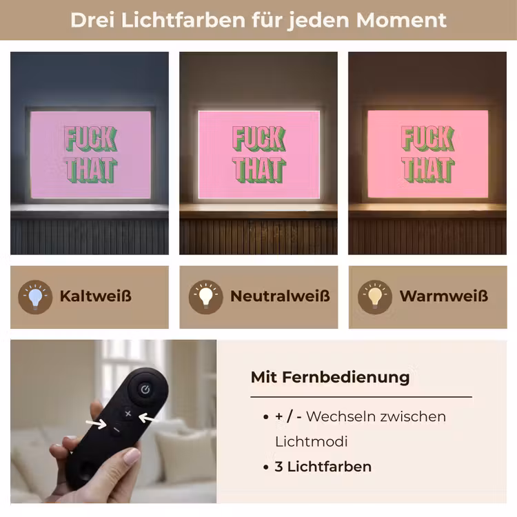 Tekst - Bold - Roze Light Box met batterij (Wandlamp) middel -USP_lichtkleurDE