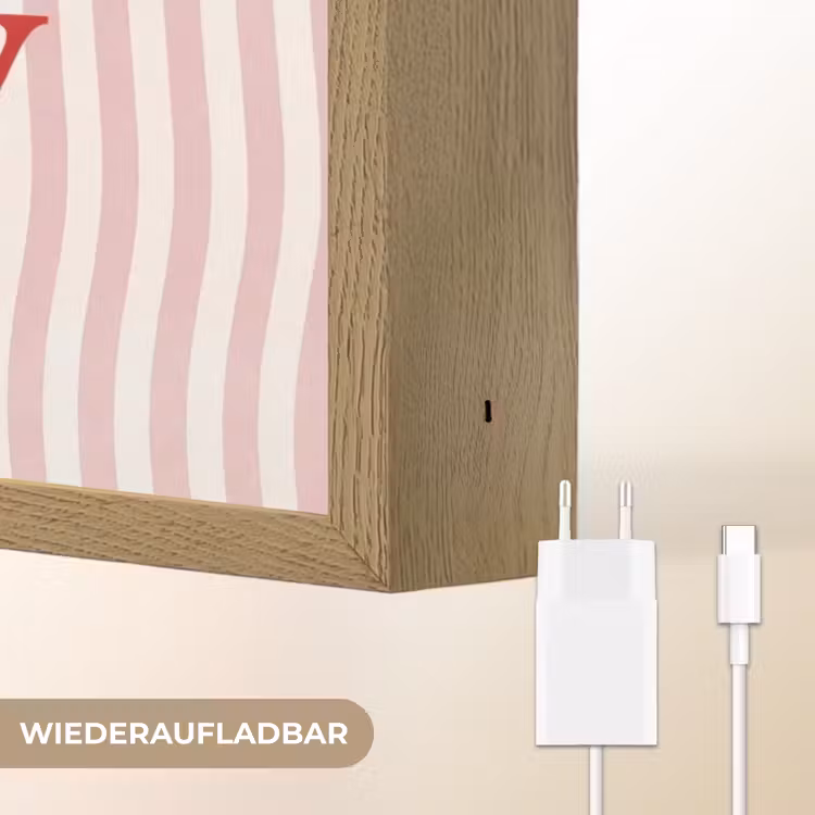 Tekst - Modern - Strepen Light Box met batterij (Wandlamp) middel -USP_websiteoplaadbaarDE