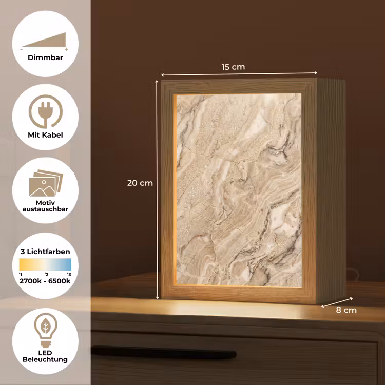Textuur - Aders - Abstract - Modern - Beige Light Box met kabel (Wandlamp) klein -USP_websiteoverzichtDE