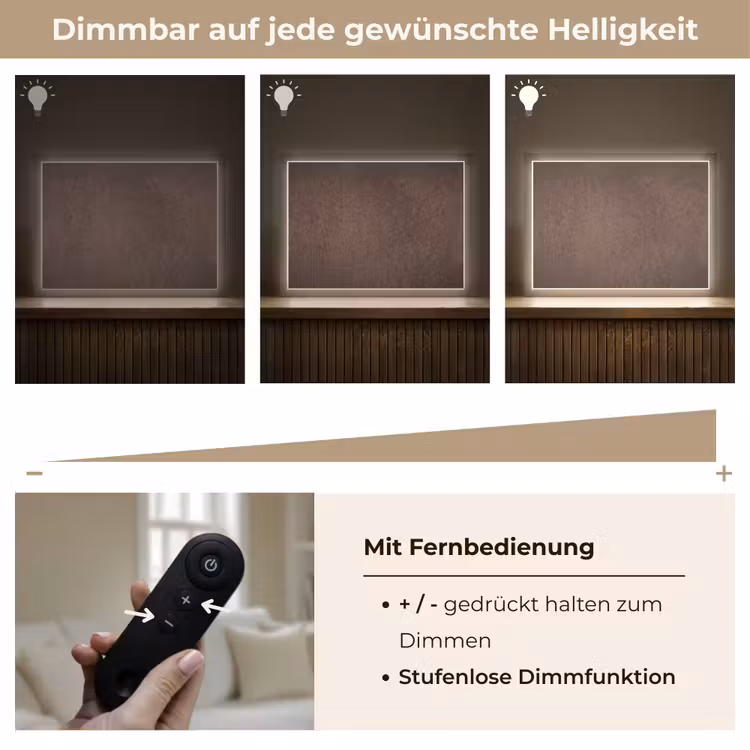 Textuur - Beton - Abstract - Donker - Bruin Light Box met batterij (Wandlamp) middel -USP_dimbaarDE