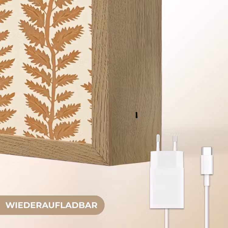 Textuur - Bladeren - Oker Light Box met batterij (Wandlamp) middel 907 -USP_websiteoplaadbaarDE