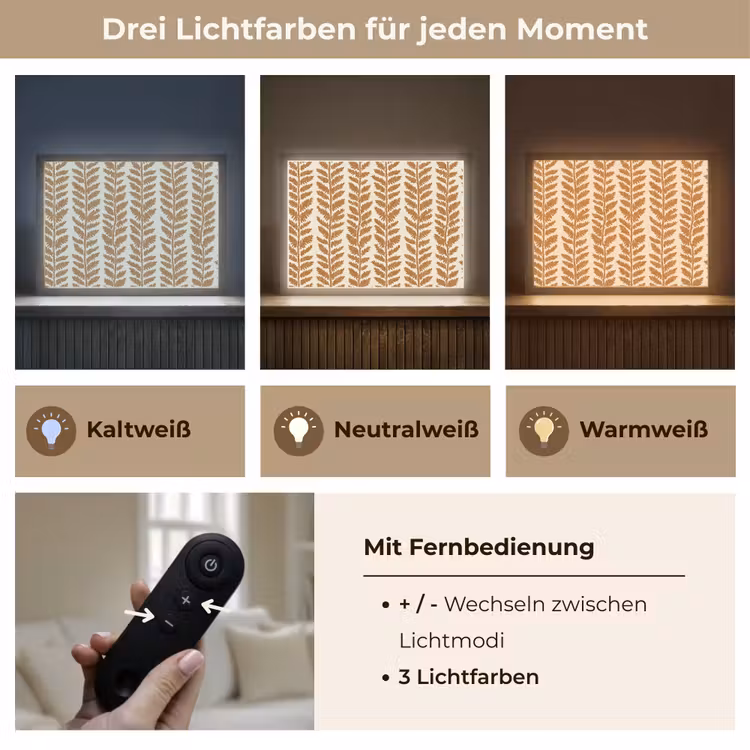 Textuur - Bladeren - Oker Light Box met batterij (Wandlamp) middel 907 -USP_lichtkleurDE
