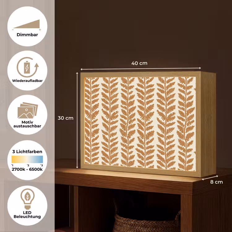 Textuur - Bladeren - Oker Light Box met batterij (Wandlamp) middel 907 -USP_websiteoverzichtDE