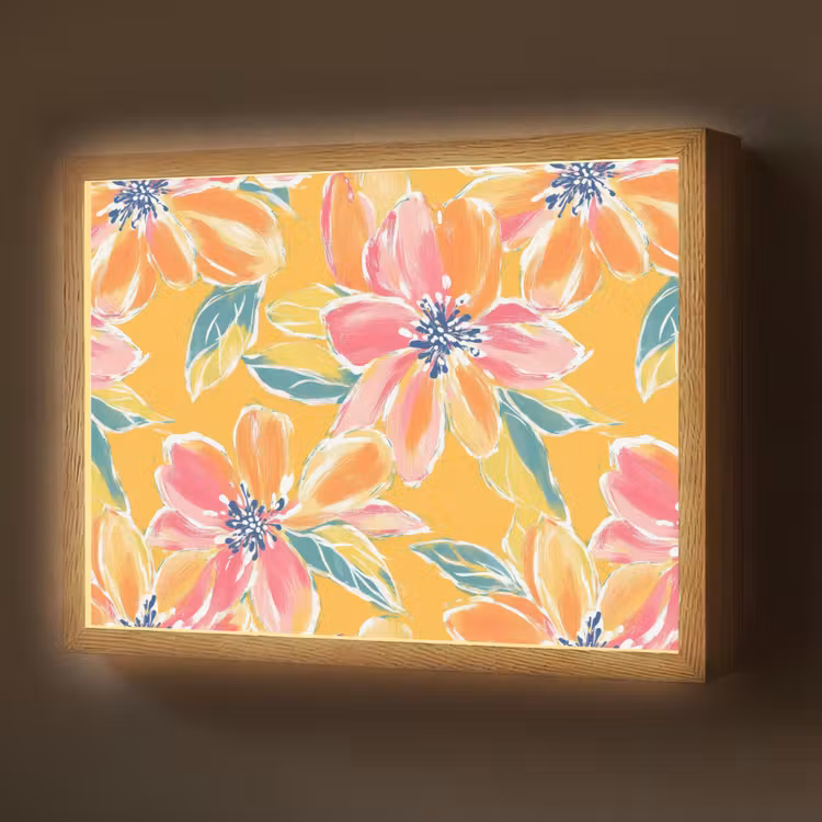 Textuur - Bloemen - Kleurrijk Light Box met batterij (Wandlamp) middel 907 -z3d_website