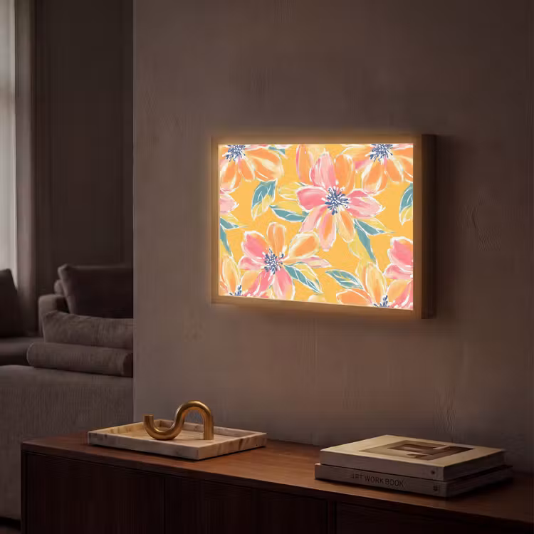 Textuur - Bloemen - Kleurrijk Light Box met batterij (Wandlamp) middel 907 -sfeer1