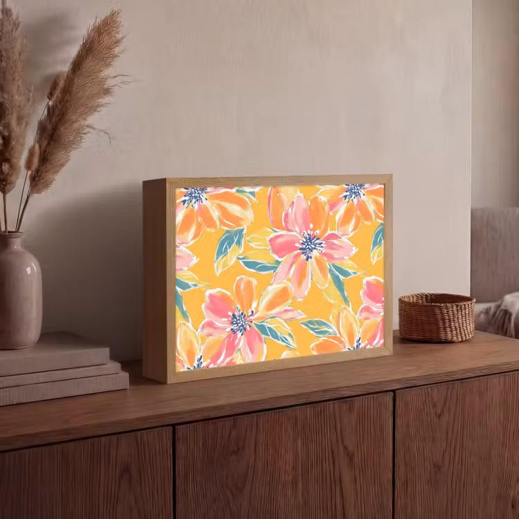 Textuur - Bloemen - Kleurrijk Light Box met batterij (Wandlamp) middel 907 -sfeer2