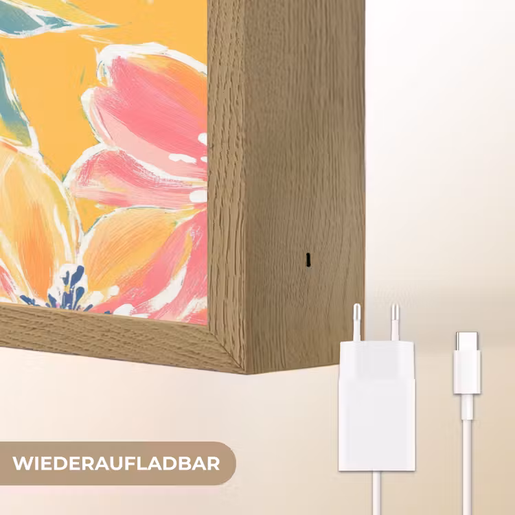 Textuur - Bloemen - Kleurrijk Light Box met batterij (Wandlamp) middel 907 -USP_websiteoplaadbaarDE