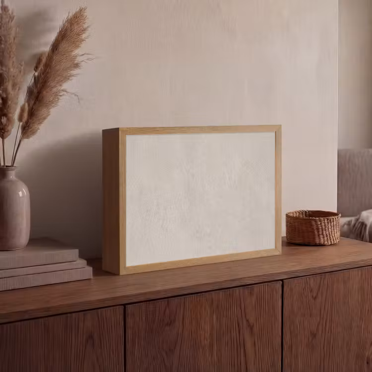 Textuur - Effen - Abstract - Beige Light Box met batterij (Wandlamp) middel -sfeer2