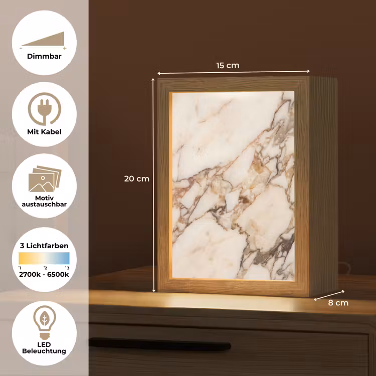 Textuur - Gesteente - Aderen - Abstract - Wit Light Box met kabel (Wandlamp) klein -USP_websiteoverzichtDE