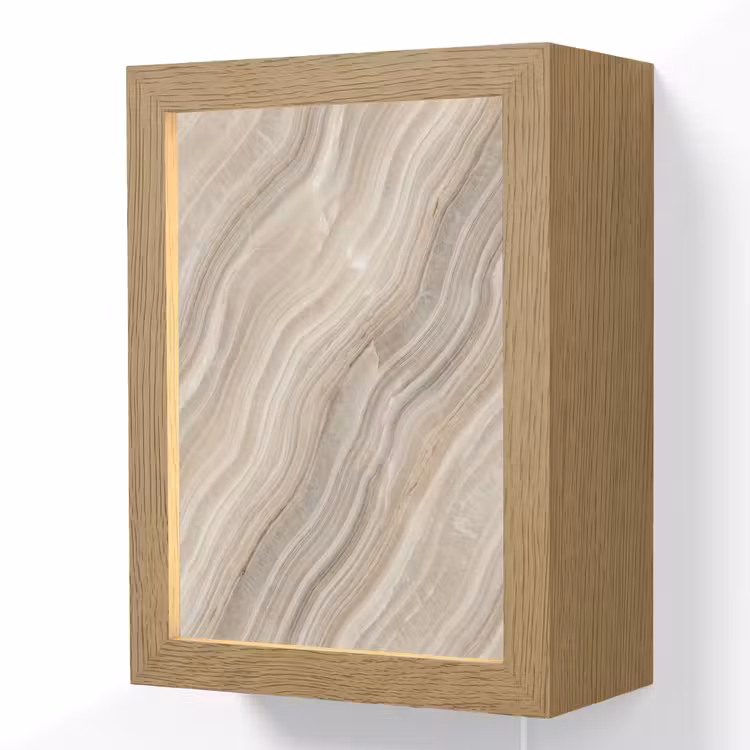 Textuur - Golvend - Abstract - Modern - Beige Light Box met kabel (Wandlamp) klein -3d
