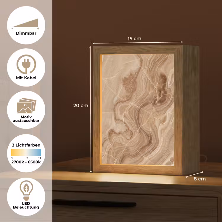 Textuur - Golvend - Abstract - Warm - Bruin Light Box met kabel (Wandlamp) klein -USP_websiteoverzichtDE