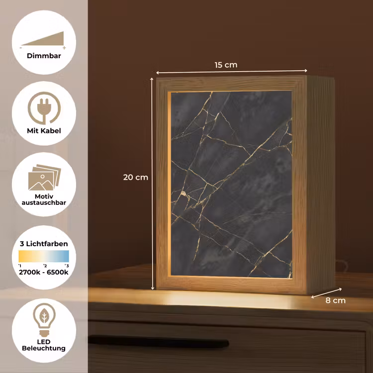 Textuur - Gouden lijnen - Abstract - Modern - Zwart Light Box met kabel (Wandlamp) klein -USP_websiteoverzichtDE