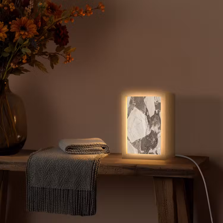 Textuur - Marmer - Abstract - Beige - Bruin Light Box met kabel (Wandlamp) klein -sfeer4
