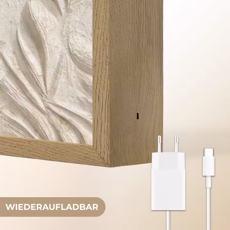 Textuur - Reliëf - Beige Light Box met batterij (Wandlamp) middel 907 -USP_websiteoplaadbaarDE